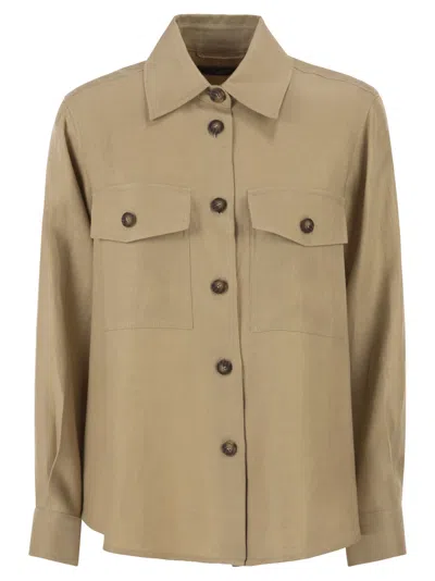 Weekend Max Mara Weekend Maxmara Wkipomposa – Linen Shirt With Patch Pockets In Brown