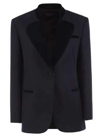 Weekend Max Mara Weekend Maxmara Wksadagio Single Breasted Virgin Wool Blazer With Velvet Details In Red