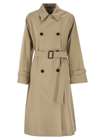 Weekend Max Mara Weekend Maxmara Wksninfa - Water-repellent Gabardine Trench Coat With Print In Brown