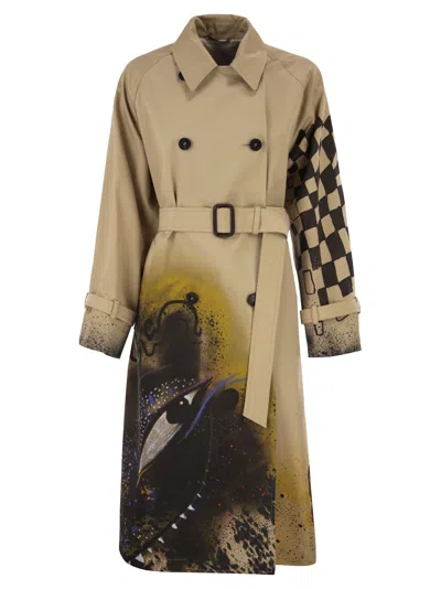 Weekend Max Mara Weekend Maxmara Wkspeccati Patterned Water Repellent Gabardine Trench Coat In Multi