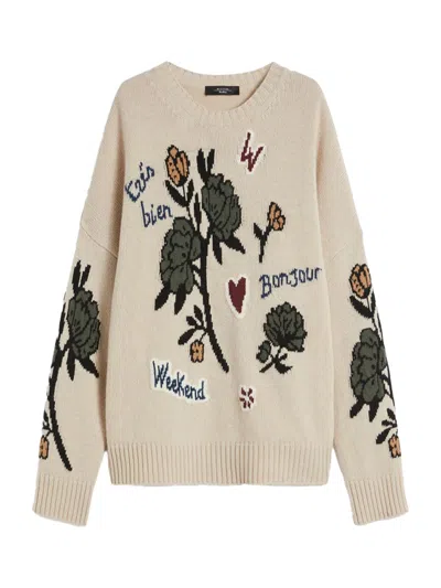 Weekend Max Mara Weekend Maxmara Wool Knit Oversized Jumper Beige