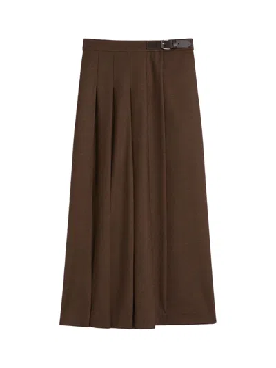 Weekend Max Mara Weekend Maxmara Wool Wrap Skirt Chocolate