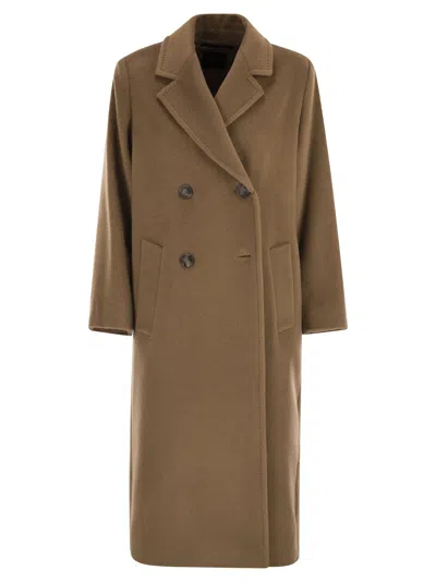 Weekend Max Mara Weekend Maxmara Zufolo Double Breasted Coat In Wool And Alpaca In Green