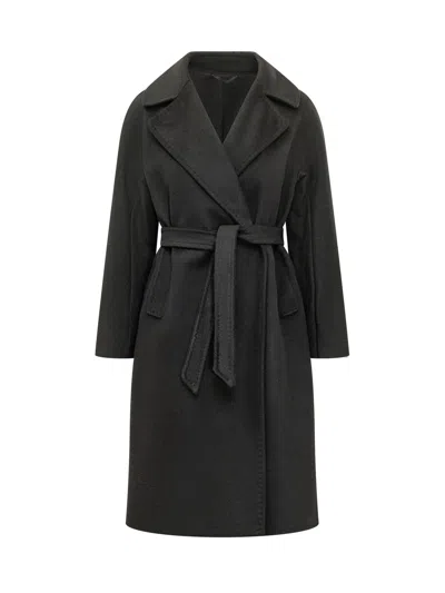 Weekend Max Mara Weekend Overcoat In Pure Virgin Wool In Nero