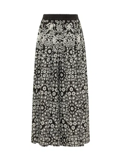 Weekend Max Mara Weekend Paintntaloni All-over Print Cotton Trousers In Black