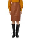 Weekend Max Mara Weekend Signature Papaile Leather Pencil Skirt In Brown
