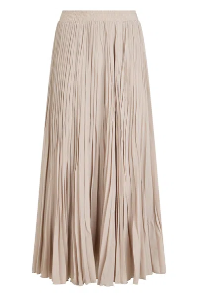 Weekend Max Mara Weekend-inspired Long Pleated Skirt With High Waist In Ecru