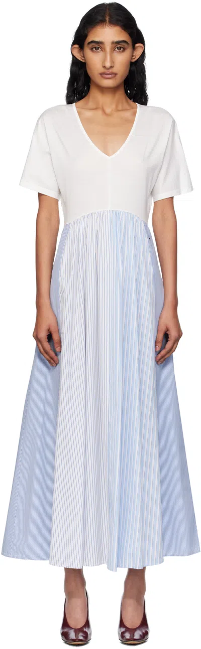 Weekend Max Mara White & Blue Bronzo Midi Dress