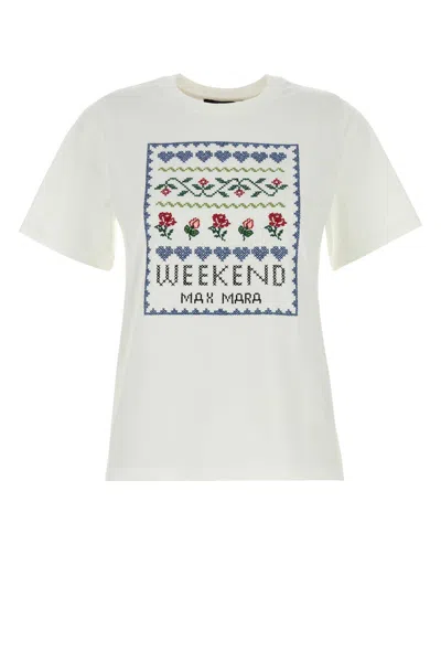 Weekend Max Mara White Cotton Cabina T-shirt In 001