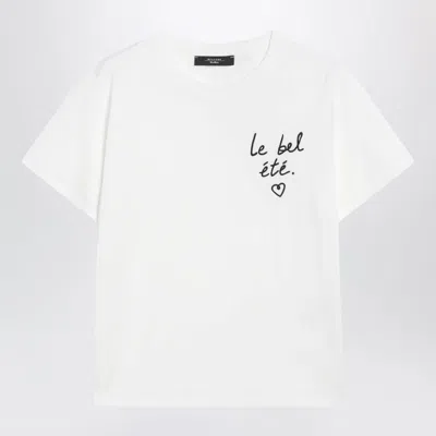 Weekend Max Mara White Cotton Jersey T-shirt With Embroidered Graphic