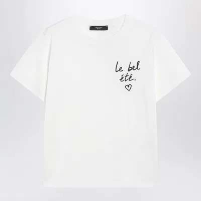 Weekend Max Mara White Cotton Jersey T-shirt With Embroidered Graphic In Multi