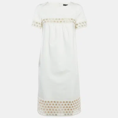 Weekend Max Mara White Gabardine Lace Insert Mini Dress