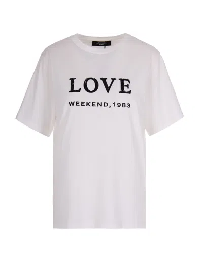Weekend Max Mara White Graphic Crew Neck T-shirt