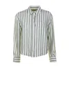 Weekend Max Mara White Green Striped Linen Shirt
