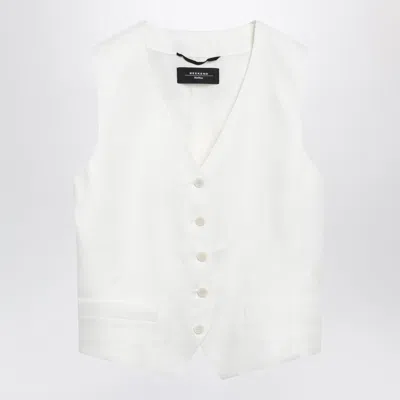 Weekend Max Mara White Linen Canvas Waistcoat
