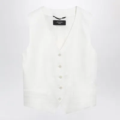 WEEKEND MAX MARA WEEKEND MAX MARA WHITE LINEN CANVAS WAISTCOAT