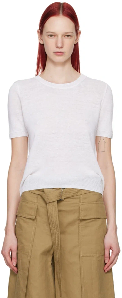 Weekend Max Mara Linen Short-sleeve Sweater In Off White