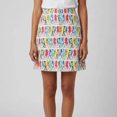 Pre-owned Weekend Max Mara White Printed Stretch Cotton A- Line Skirt M