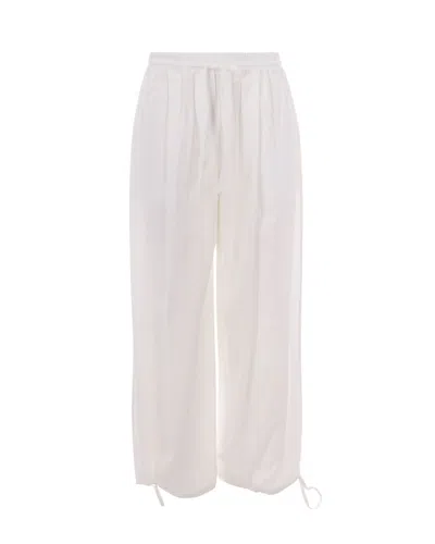 Weekend Max Mara White Regular Drawstring Pants In Brown