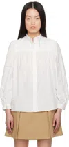 Weekend Max Mara Ribaldo Embroidered Cotton Poplin Shirt In 001 White