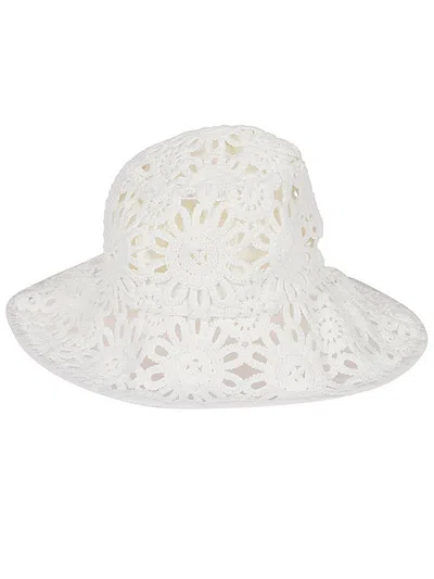 Weekend Max Mara White Macramé Bucket Hat In 001 Ivory