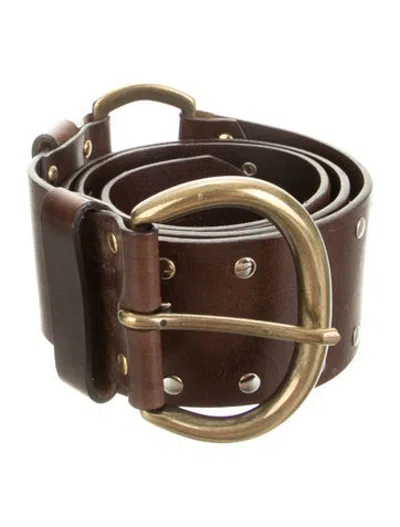 Pre-owned Weekend Max Mara Wide Leather Waist Belt In Brown