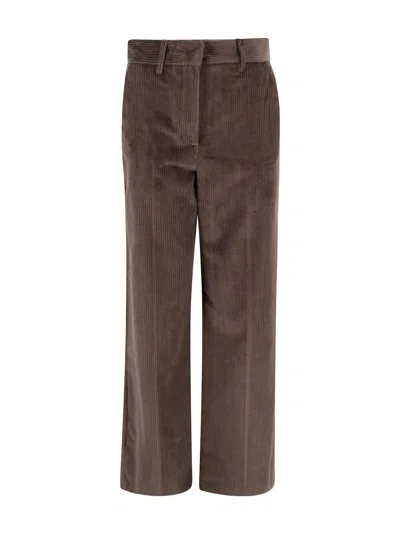 Weekend Max Mara Wide-leg Chocolate Corduroy Trousers In Brown