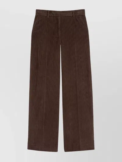Weekend Max Mara Wide-leg Corduroy Trousers And Pockets In Brown