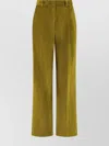 Weekend Max Mara Wide Leg Corduroy Trousers Featuring Pockets In Green