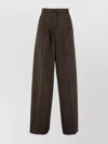Weekend Max Mara Wide-leg High Waist Trousers With Pleated Front In Brown