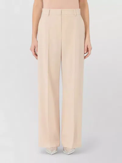 Weekend Max Mara Wide Leg Pants Belt Loops Pleats Pockets In Neutral