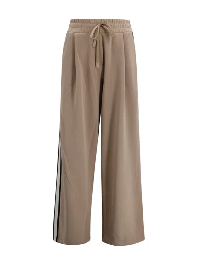 Weekend Max Mara Wide-leg Pants With Contrast Side Band In Brown