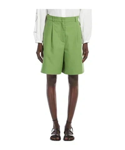 WEEKEND MAX MARA COTTON AND LINEN FLARED BERMUDA SHORTS