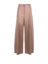 Weekend Max Mara Wide Leg Trousers In Cotton Gabardine In Neutral