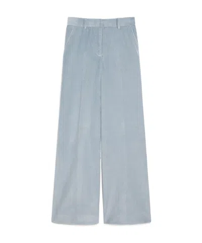 Weekend Max Mara Wide-leg Velvet Trousers In Gray