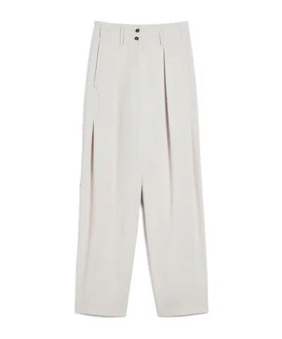 Weekend Max Mara Wide-leg Wool Casual Pants In Beige