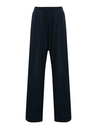 Weekend Max Mara Wide Marsala Trousers In Jersey In Blue