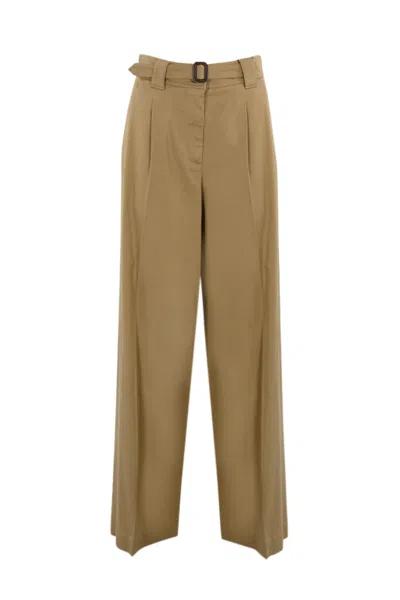 Weekend Max Mara Wide Pino Cotton Trousers In Beige