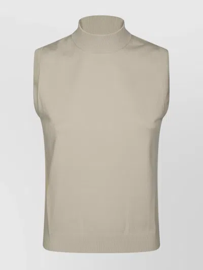 Weekend Max Mara Wide Shoulder Knit Top In Brown