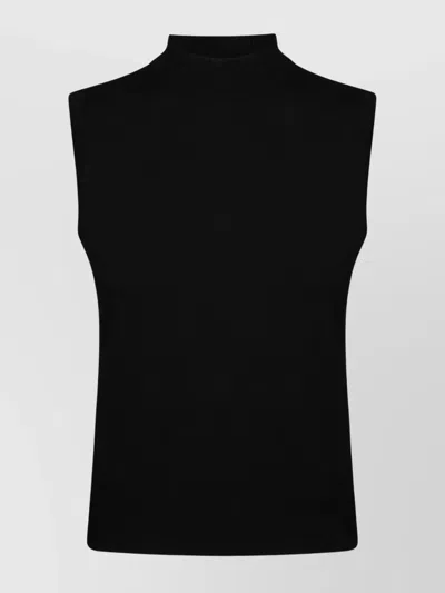 Weekend Max Mara Wide Shoulder Sleeveless Knit Top In Black