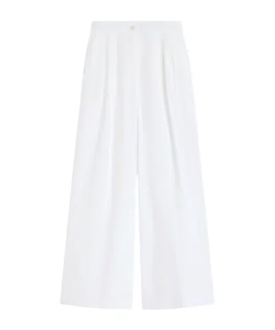 Weekend Max Mara Wide-leg Cotton Poplin Trousers In White