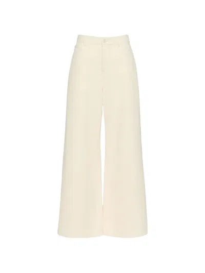 Weekend Max Mara Ecru Cotton Trousers In Neutral