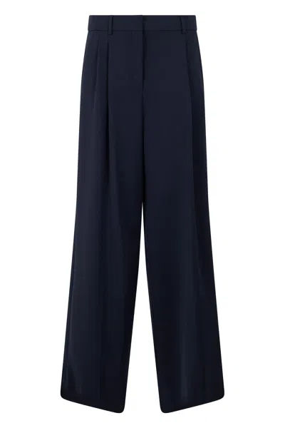 Weekend Max Mara Wide-leg Pants In Wool Blend In Blue