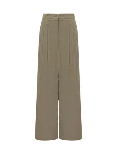 Weekend Max Mara Wide-leg Pleated Trousers In Green