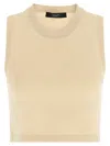 Weekend Max Mara Beige Solid Crew Neck Top In Neutral