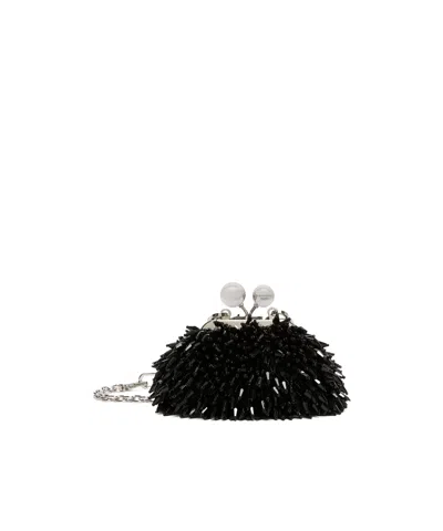 Weekend Max Mara Nano Pasticcino Bag With Gemstones In Black