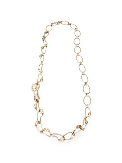 Weekend Max Mara Wkabronte Faux-pearl Cable-link Necklace In Gold