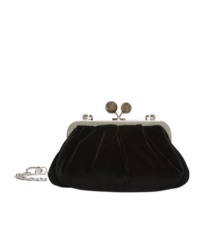 Weekend Max Mara Wkagiochi Velvet Clutch Bag In Black
