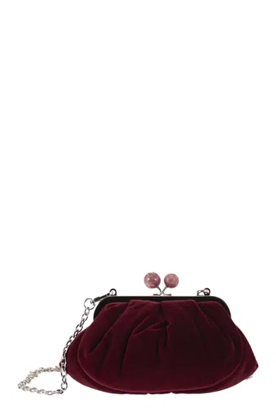 Weekend Max Mara Wkagiochi - Velvet Clutch With Chain Strap In Burgundy