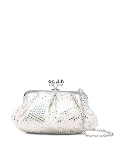 Weekend Max Mara Wkalama Embellished Clutch Bag In Silver
